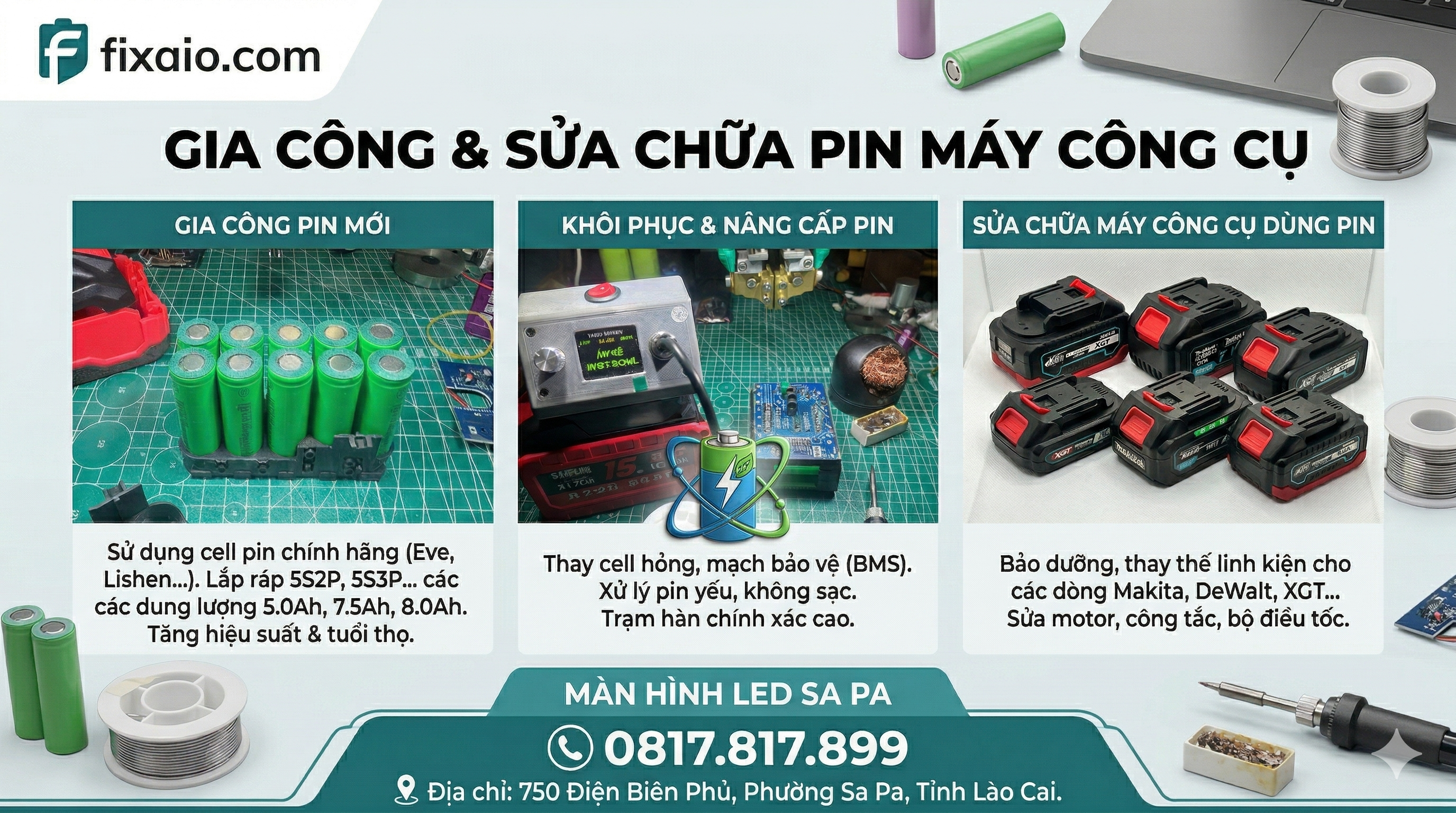 Gia công Sửa chữa PIN